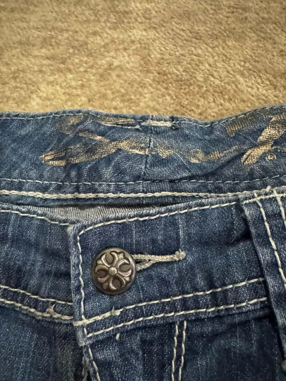 Seven7 Women's Handmade Denim Micro Mini Skirt with Rhinestone Details Size 28